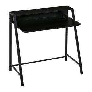 Modernes Schreibtisch Modell 836-055BK von HOMCOM in Schwarz, minimalistisches Design aus Holzwerkstoff und Metall, B/H/T: 84 x 85 x 45 cm