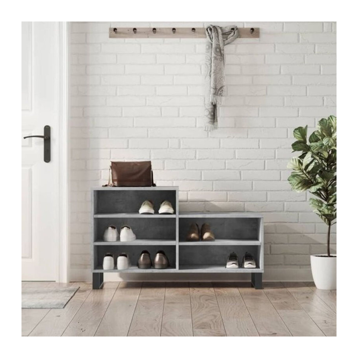 Modernes Schuhregal von Vidaxl in Grau aus Holzwerkstoff und Metall, B/T/H: 102 x 36 x 60 cm - Bild 1