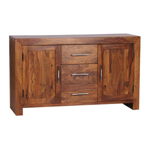 Modernes Sideboard aus braunem Massivholz in klassischem Design