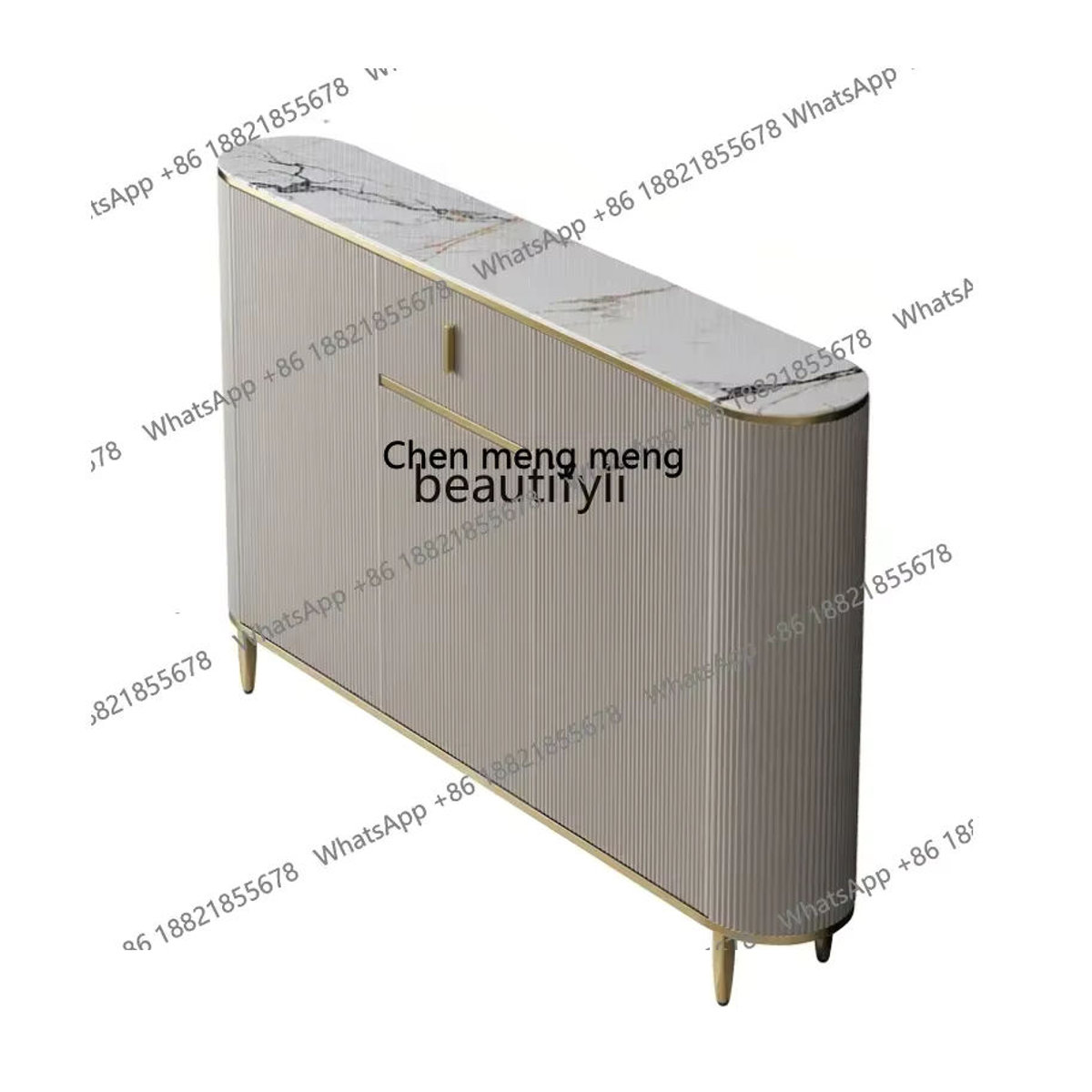 Modernes Sideboard in Weiß mit Steinplatte, minimalistisches Design, Tiefe: 25 cm - Bild 2