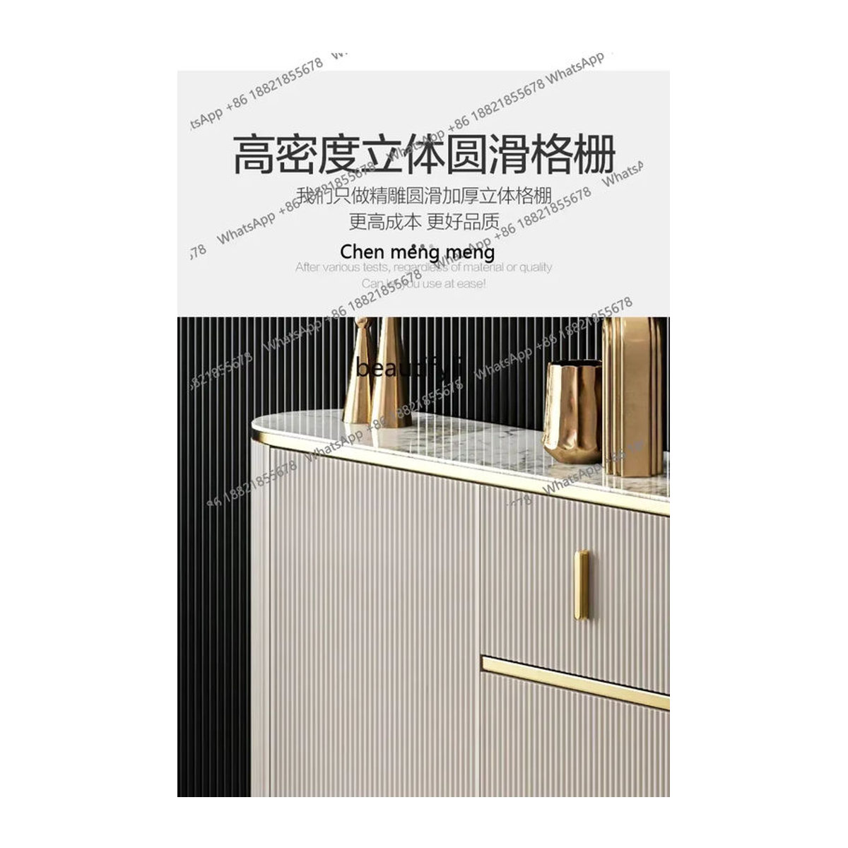 Modernes Sideboard in Weiß mit Steinplatte, minimalistisches Design, Tiefe: 25 cm - Bild 5