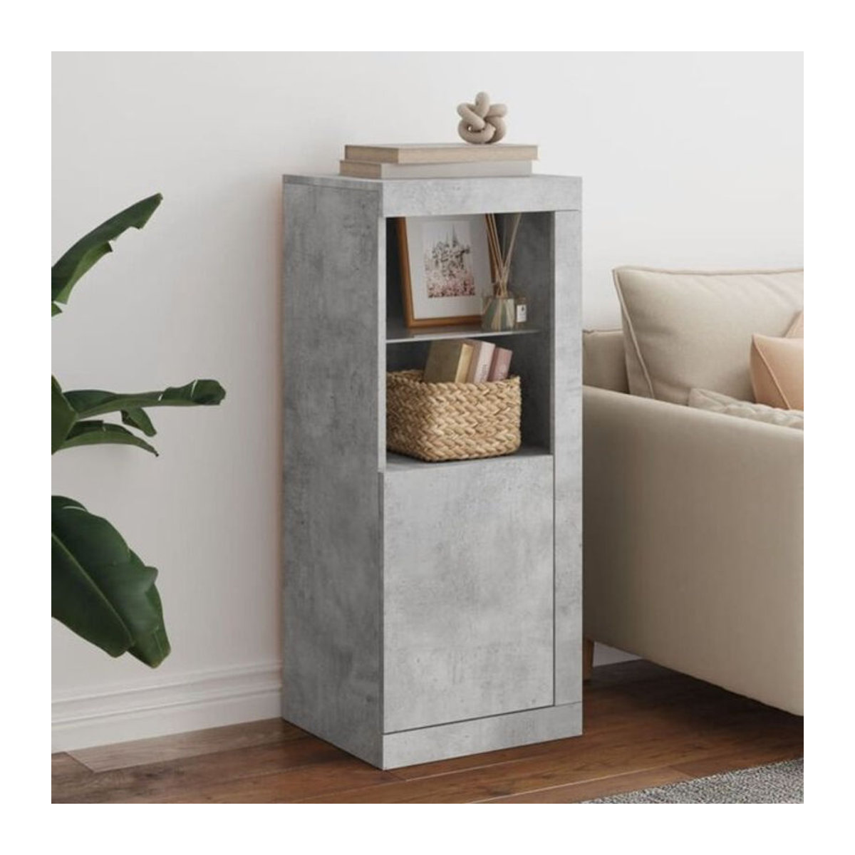 Modernes Sideboard mit LED-Leuchten von VidaXL in Betongrau, B/T/H: 41 x 37 x 100 cm - Bild 1