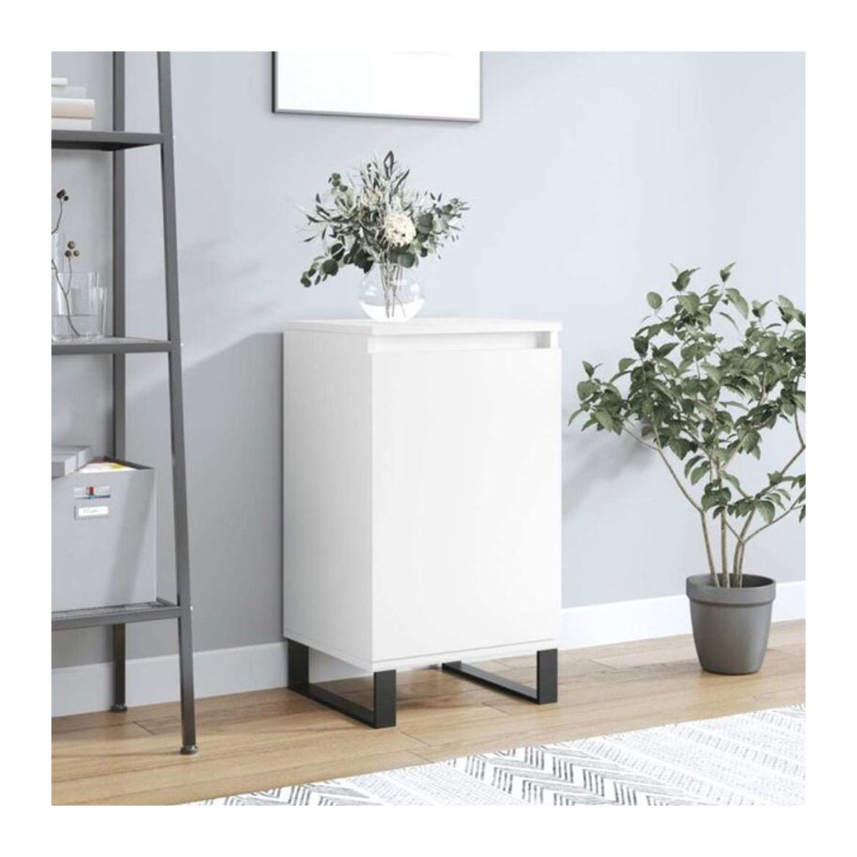 Modernes Sideboard Vidaxl aus Holzwerkstoff und Metall in Weiß, B/T/H: 40 x 35 x 70 cm - Bild 1