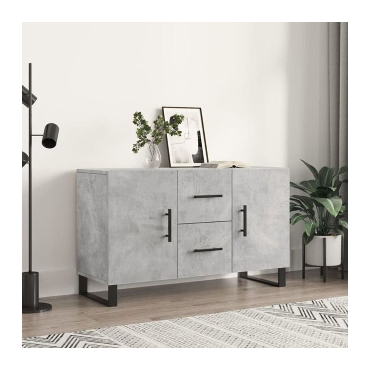 Modernes Sideboard Vidaxl in Grau aus Holzwerkstoff und Metall, B/T/H: 100 x 36 x 60 cm - Bild 1