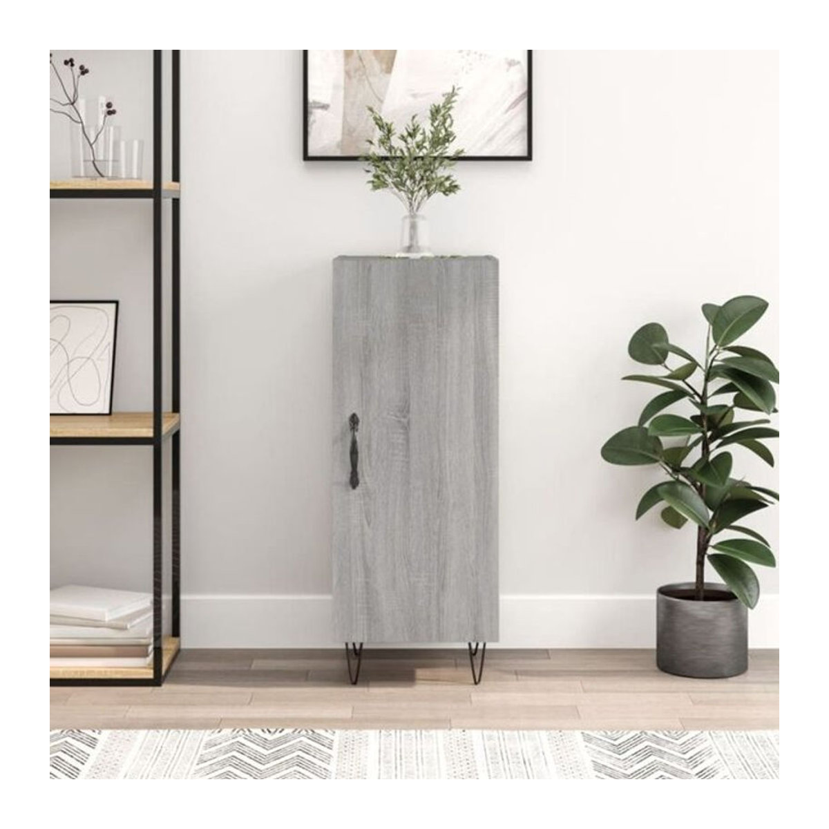 Modernes Sideboard Vidaxl in Grau aus Holzwerkstoff und Metall, B/T/H: 34,5 x 34 x 90 cm - Bild 1