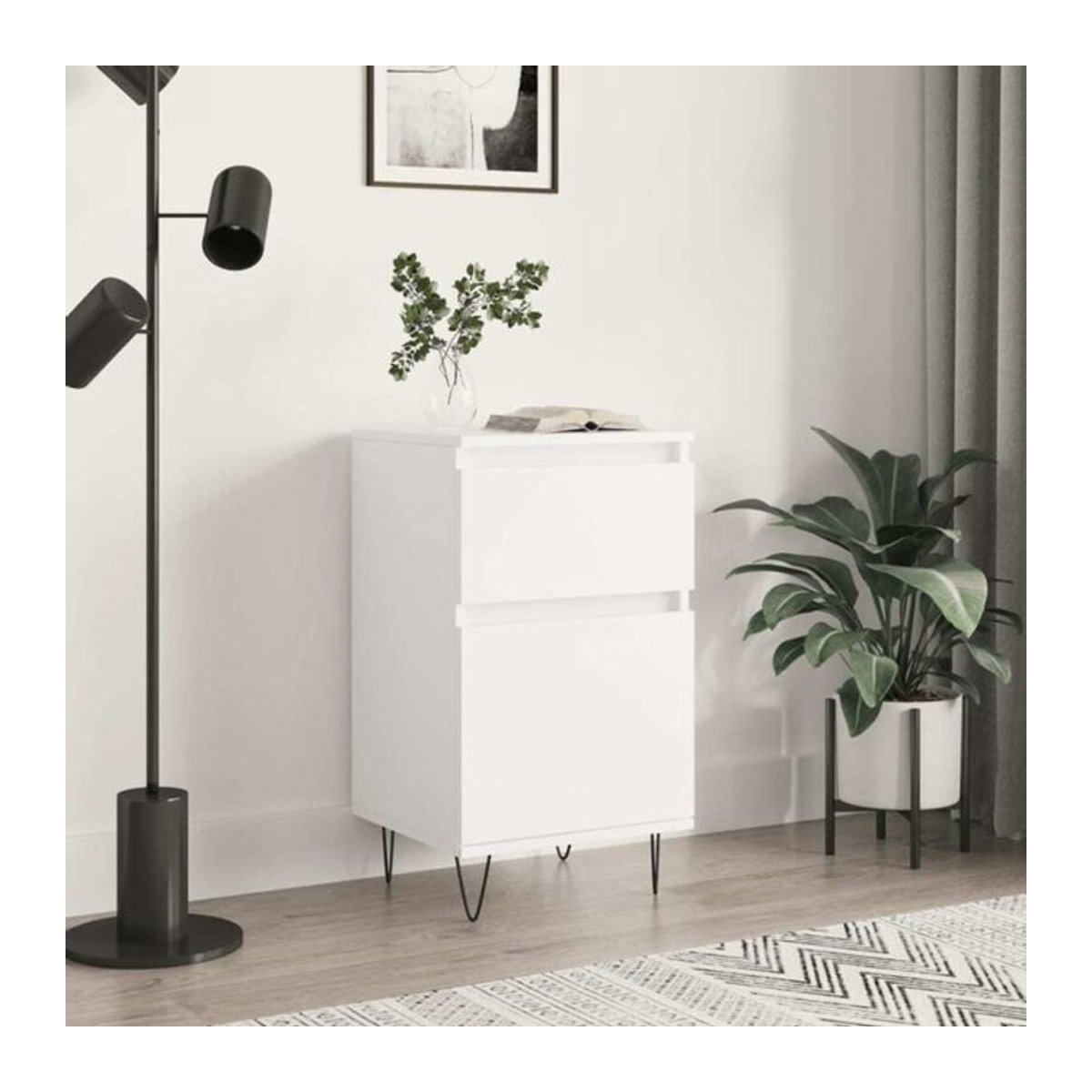 Modernes Sideboard Vidaxl in Weiß aus Holzwerkstoff und Metall, B/T/H: 40 x 35 x 70 cm - Bild 1