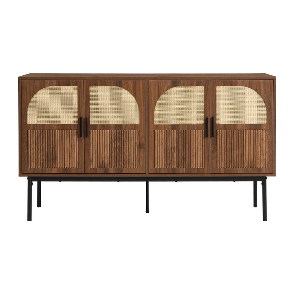 Modernes Sideboard von GL Store im Retro-Industrial-Design mit Rattan und Metall, Braun, B/T/H: 140 x 40 x 80 cm - Bild 1