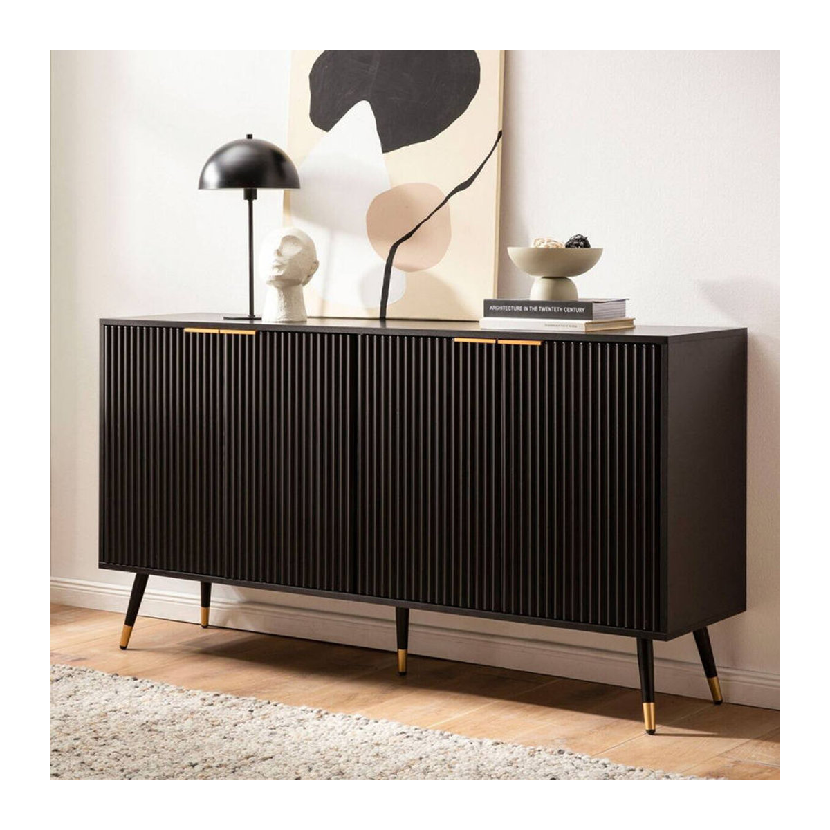 Modernes Sideboard Wohnling in Schwarz aus Holzwerkstoff und Metall B/H/T: 150 x 81 x 39 cm - Bild 3