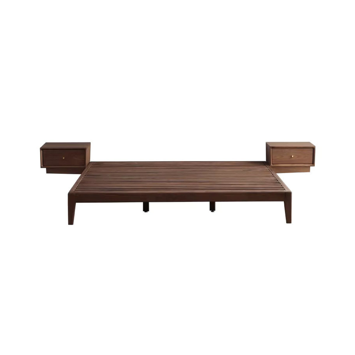 Modernes Tatami-Massivholzbett aus Walnussholz im japanischen Design ohne Rückenlehne - Bild 4
