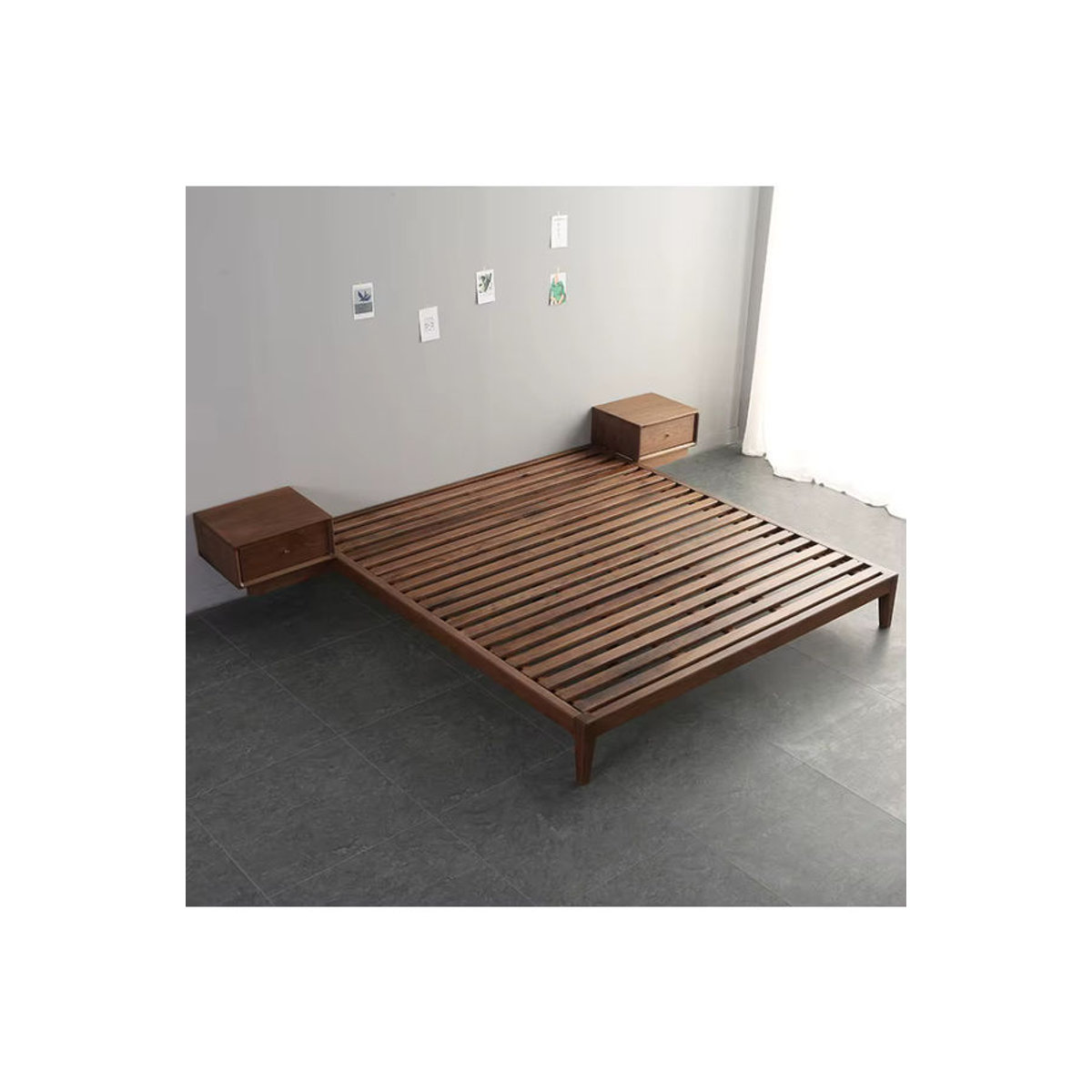 Modernes Tatami-Massivholzbett aus Walnussholz im japanischen Design ohne Rückenlehne - Bild 5