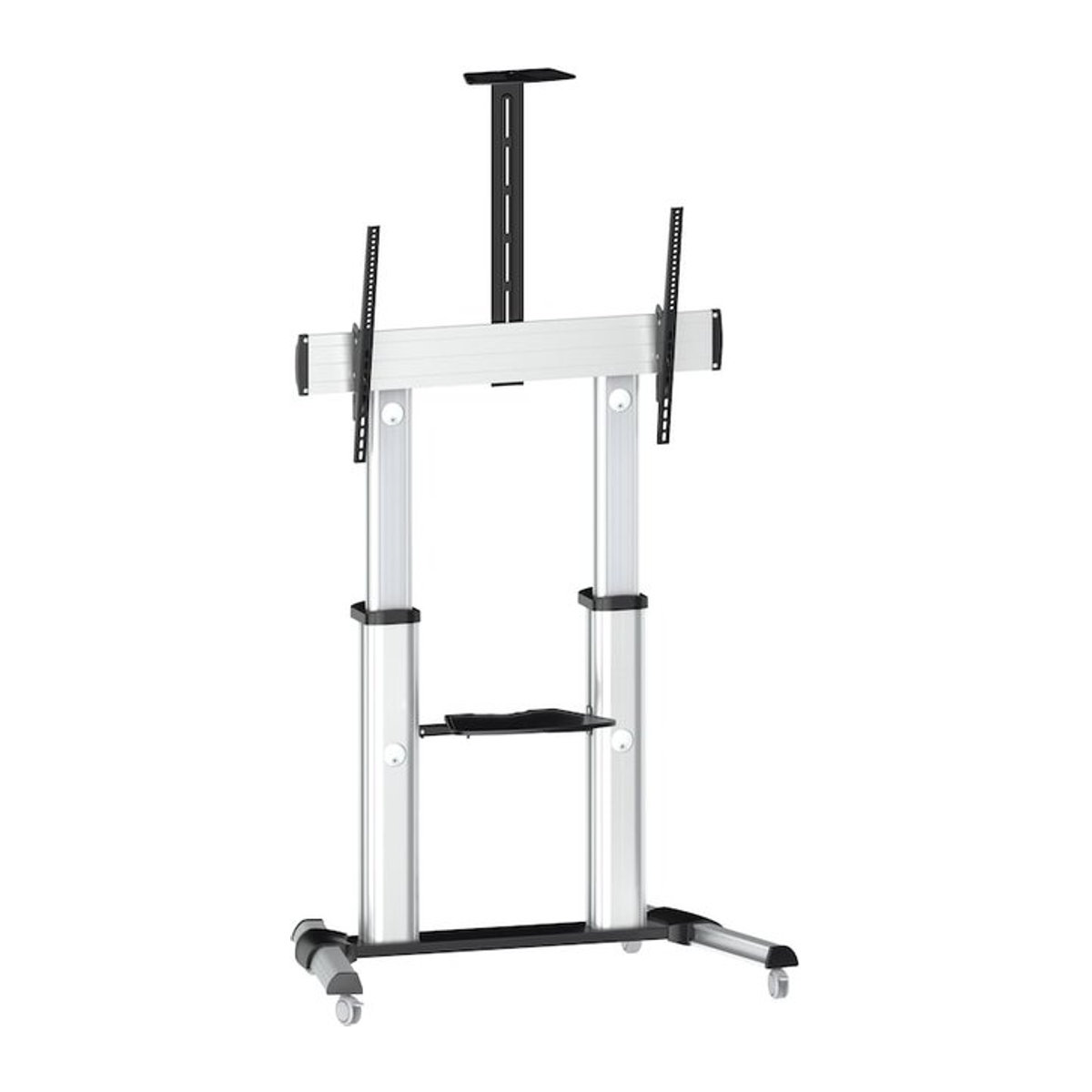 Modernes TV-Lowboard reflecta 100VC-Shelf aus Metall in Alufarben, freistehend - Bild 1