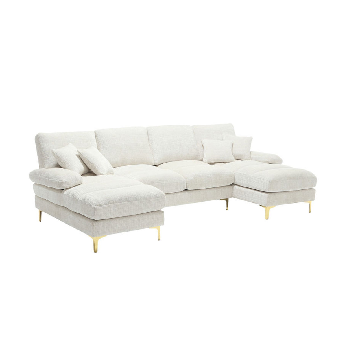 Modernes U-förmiges Ecksofa aus Chenille in Beige mit ergonomischem Design, B/T/H: 272 x 136 x 88 cm - Bild 2