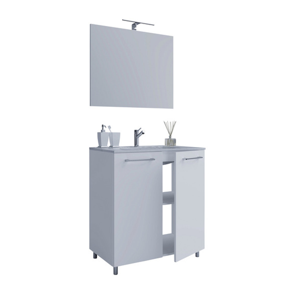 Modernes VCM Badmöbel-Set Gilos in Weiß, freistehend, B/H/T: 60 x 86 x 46 cm - Bild 2