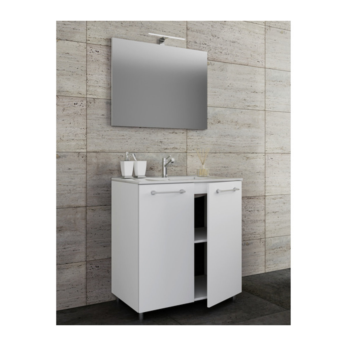 Modernes VCM Badmöbel-Set Gilos in Weiß, freistehend, B/H/T: 60 x 86 x 46 cm - Bild 3