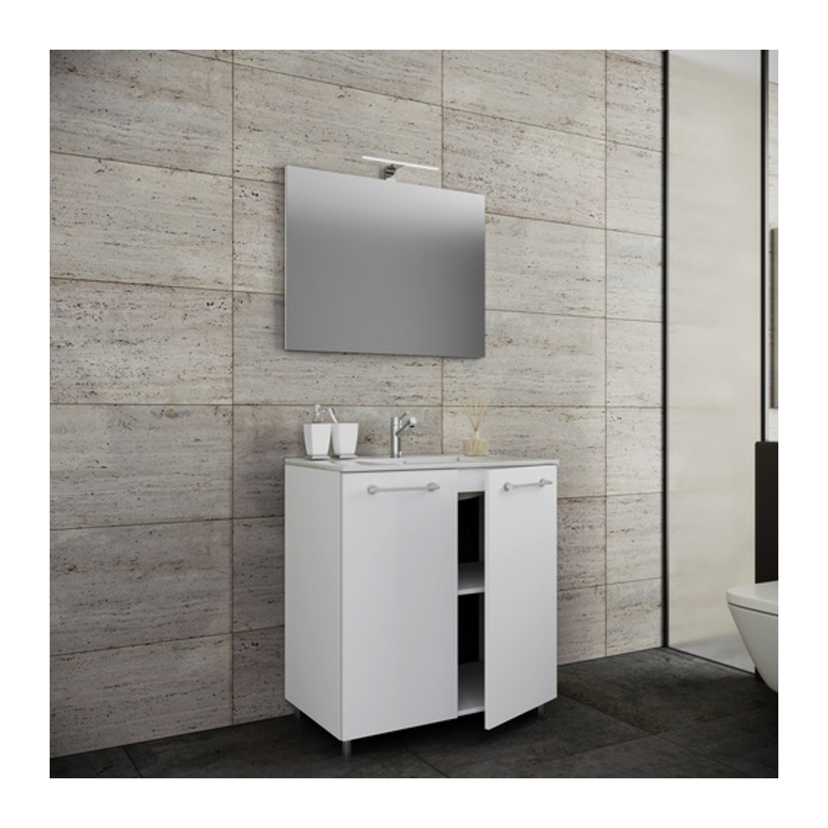 Modernes VCM Badmöbel-Set Gilos in Weiß, freistehend, B/H/T: 60 x 86 x 46 cm - Bild 4