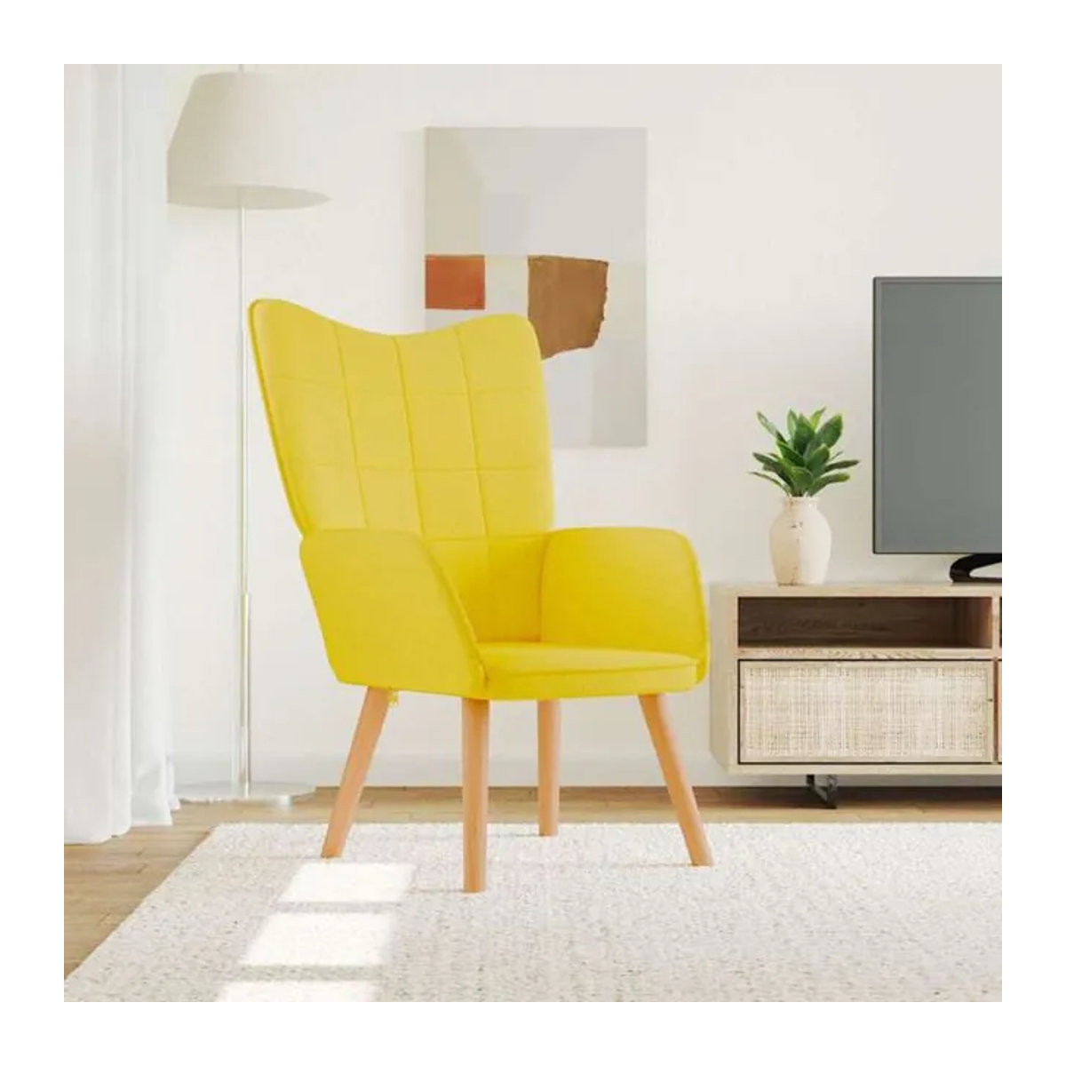 Modernes vidaxl Relaxsessel aus Stoff und Massivholz in Gelb, B/T/H: 61,5 x 69 x 95,5 cm - Bild 1