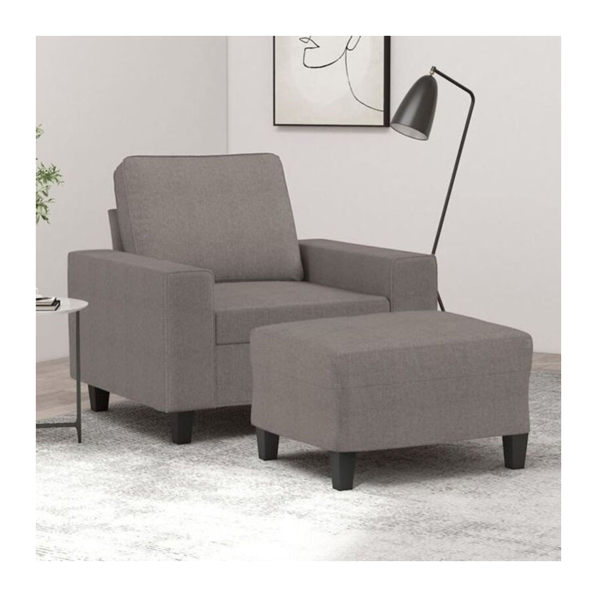 Modernes vidaxl Schlafsessel Set mit Hocker in Taupe meliert aus Stoff und Metall - Bild 1