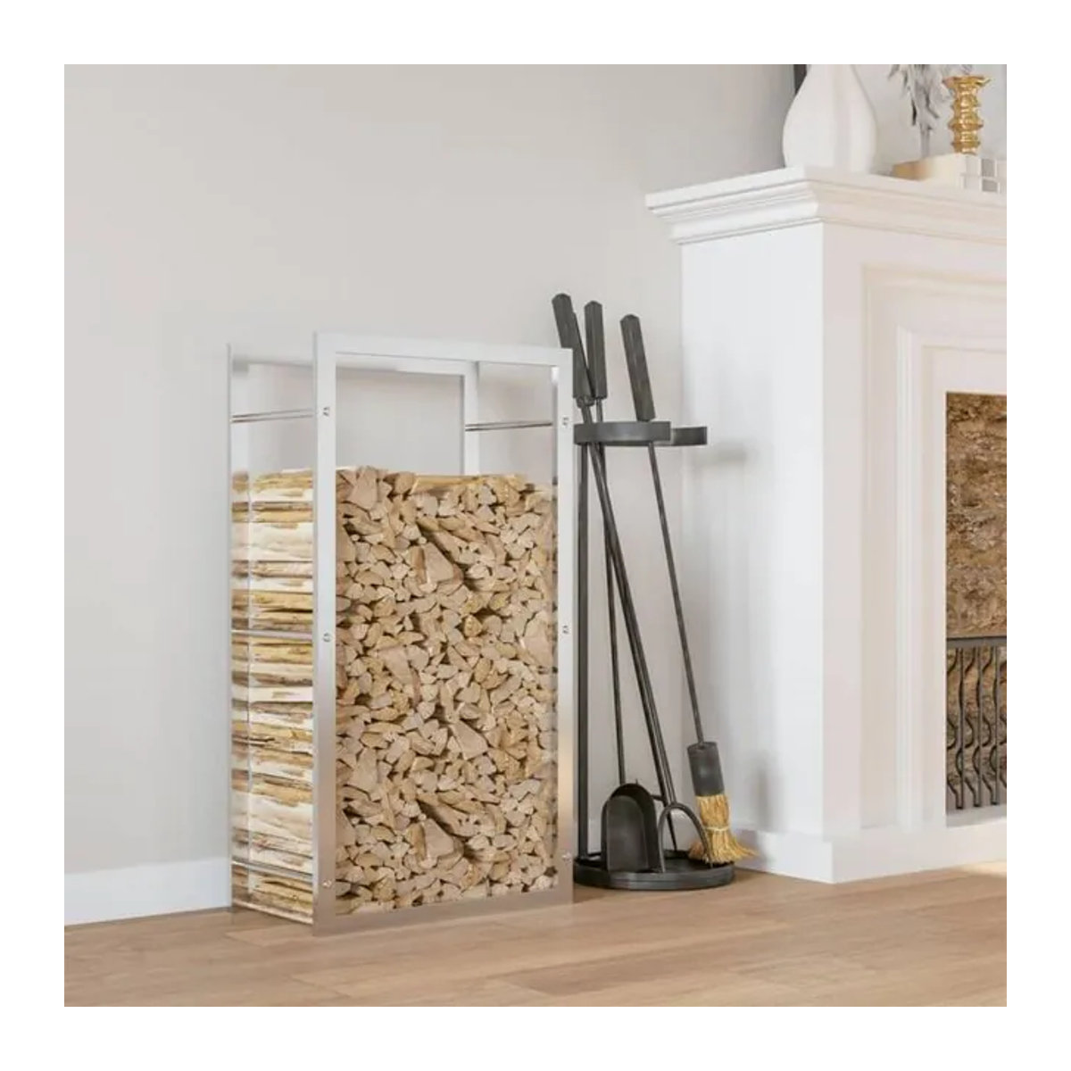 Modernes Wandregal aus Edelstahl von Vidaxl in Silber, B/T/H: 50 x 28 x 94 cm - Bild 1