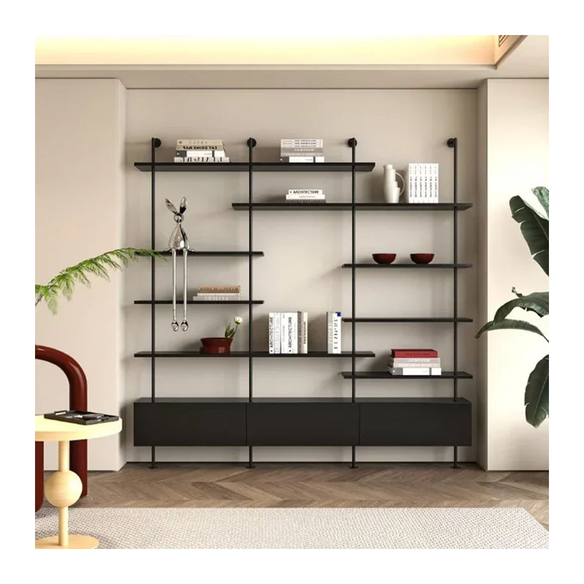 Modernes Wandregal von LLBF in Schwarz zur Wandmontage, platzsparendes Bücherregal und Organizer für dein Wohnzimmer, H x B x T: 230 x 60 x 25 cm - Bild 1