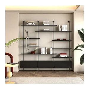 Modernes Wandregal von LLBF in Schwarz zur Wandmontage, platzsparendes Bücherregal und Organizer für dein Wohnzimmer, H x B x T: 230 x 60 x 25 cm