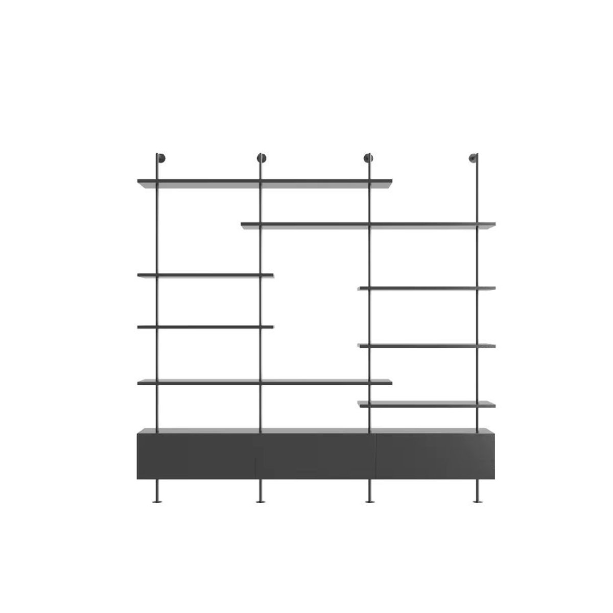 Modernes Wandregal von LLBF in Schwarz zur Wandmontage, platzsparendes Bücherregal und Organizer für dein Wohnzimmer, H x B x T: 230 x 60 x 25 cm - Bild 3