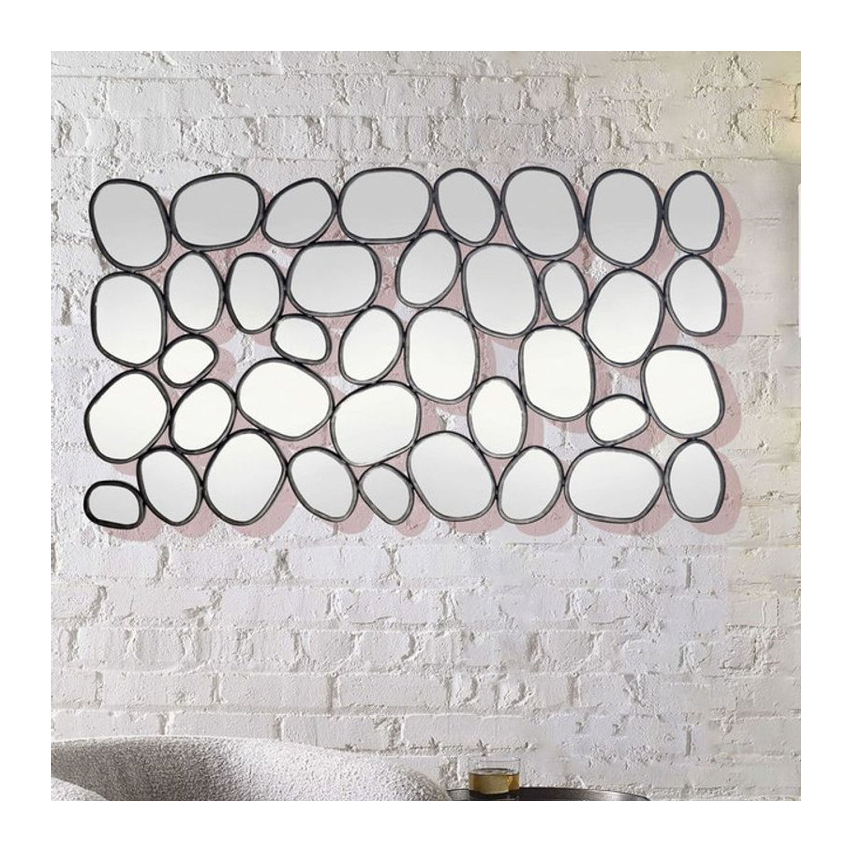 Modernes Wandspiegel Design Finebuy in Schwarz mit unregelmäßiger Tropfenform aus Glas und Metall, Breite: 56 cm, Höhe: 99 cm - Bild 1