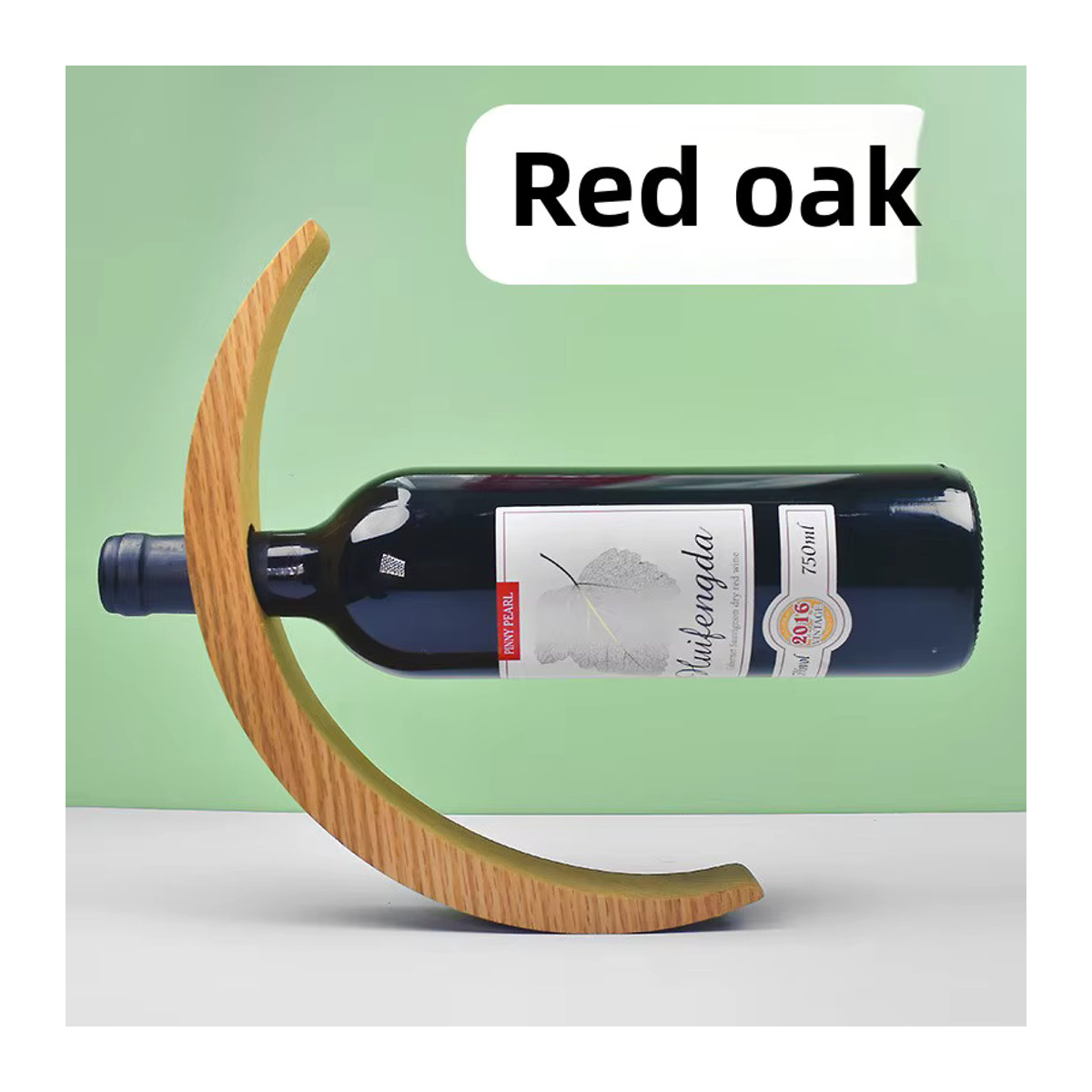 Modernes Weinregal aus Holz in Beige und Natur, minimalistisches und freistehendes Aufbewahrungsregal für dein Wohnzimmer - Bild 5