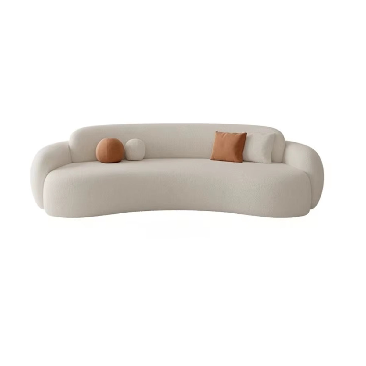 Modernes Windsofa von DUTRIEUX in Creme mit Bouclé-Bezug und Nackenrollen - Bild 2