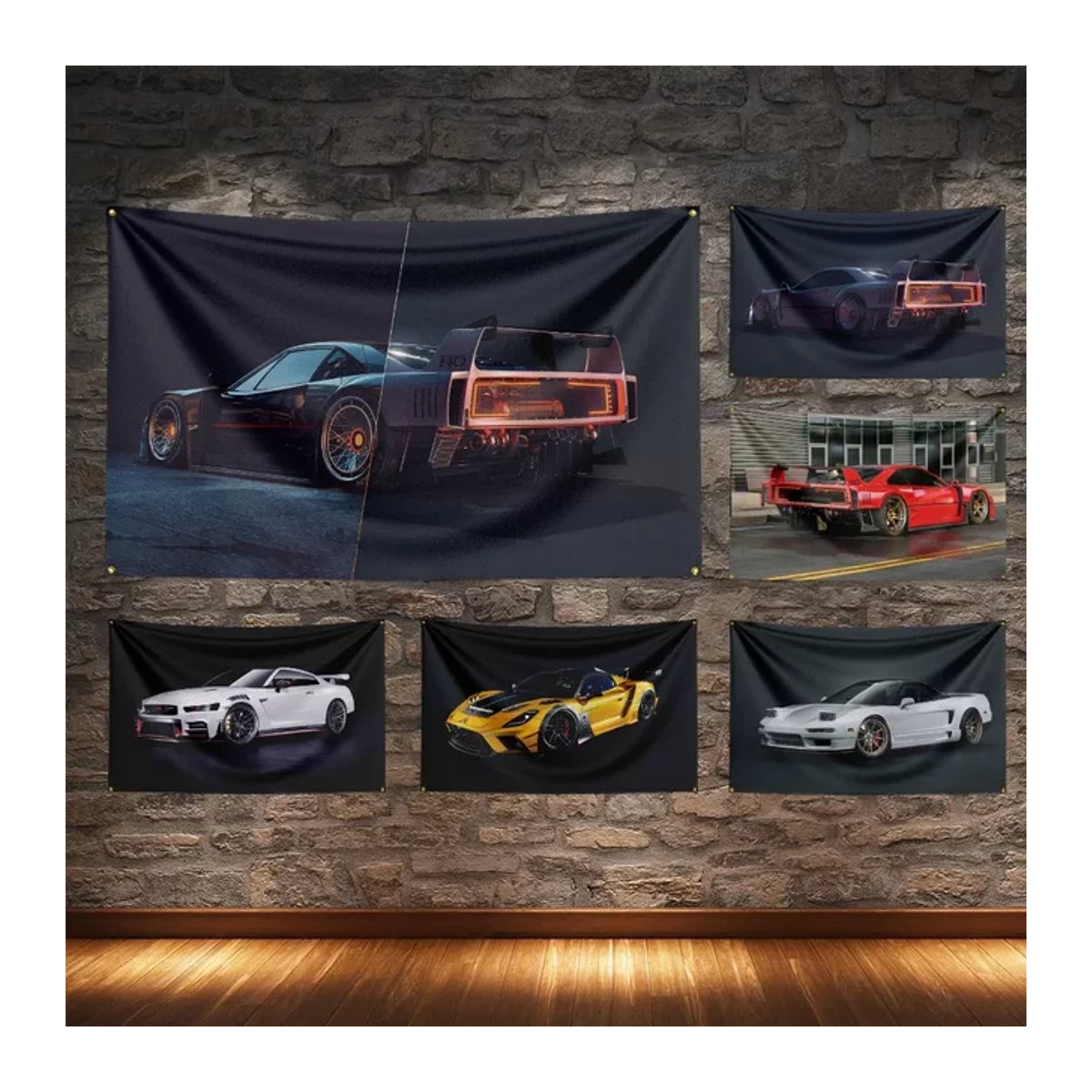 Modifizierte Super-Rennwagen-Flagge aus Textil in Rosa und Mehrfarbig, Rechteckiges Autobanner mit Digitaldruck zur Dekoration, B/H: 90 x 60 cm - Bild 1