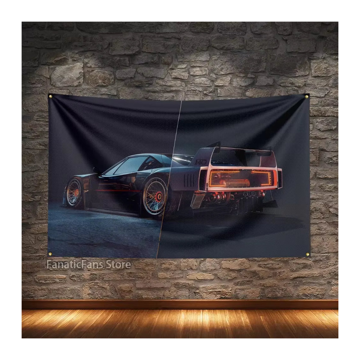 Modifizierte Super-Rennwagen-Flagge aus Textil in Rosa und Mehrfarbig, Rechteckiges Autobanner mit Digitaldruck zur Dekoration, B/H: 90 x 60 cm - Bild 2