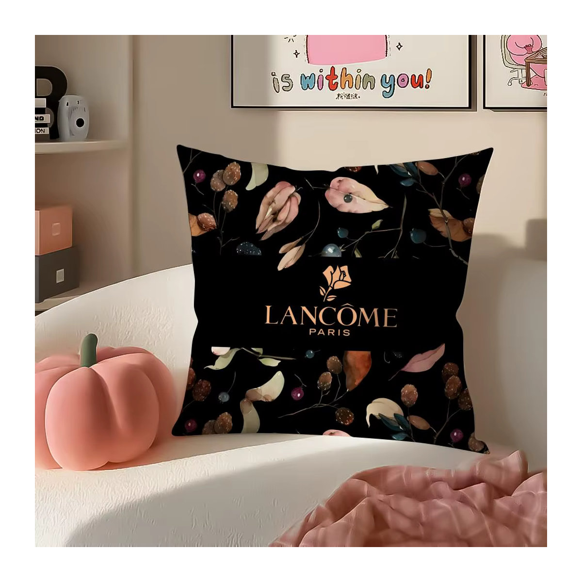 Modischer Plüsch-Kissenbezug mit Muster und unsichtbarem Reißverschluss von L-L-Lancome in Schwarz - Bild 5