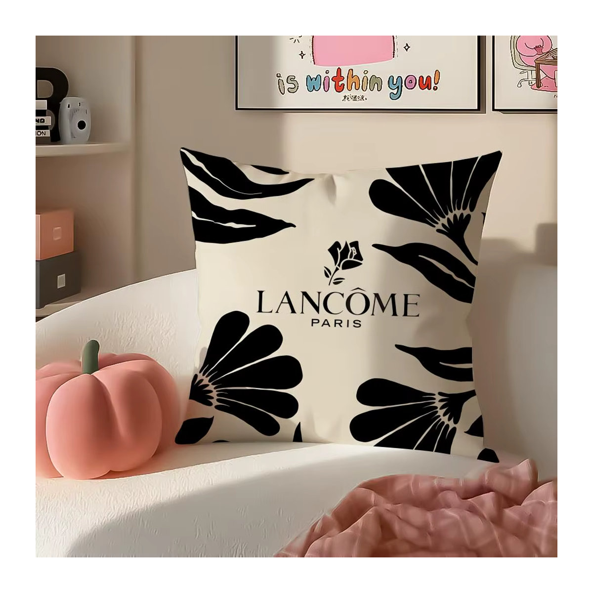 Modischer Plüsch-Kissenbezug mit Muster und unsichtbarem Reißverschluss von L-L-Lancome in Schwarz - Bild 6