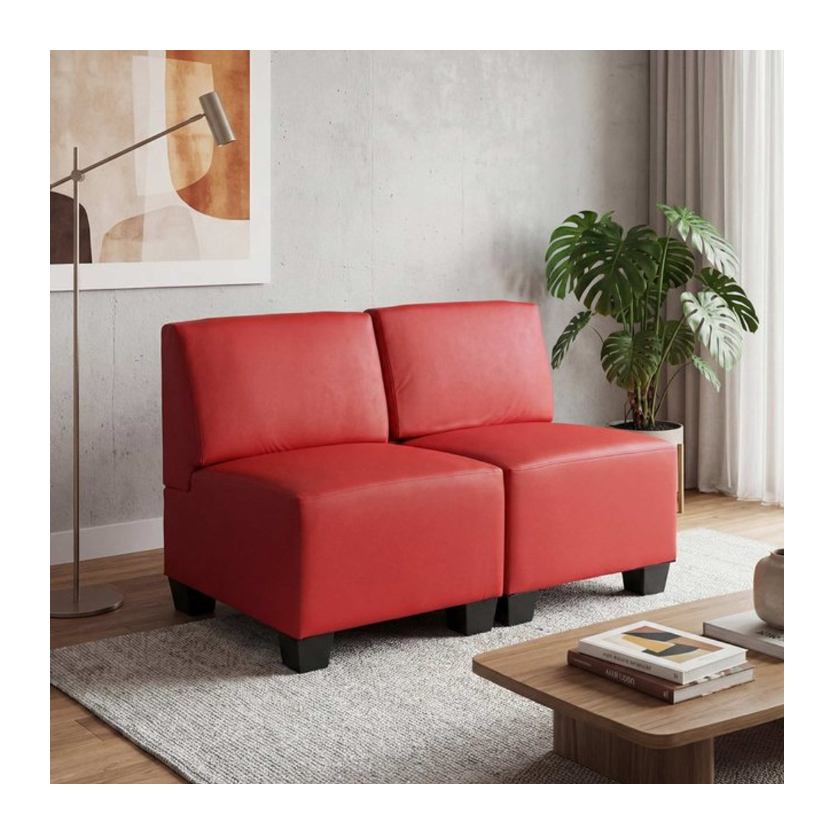Modularer 2-Sitzer Sofa Moncalieri von MCW in Rot aus Kunstleder ohne Armlehnen - Bild 1