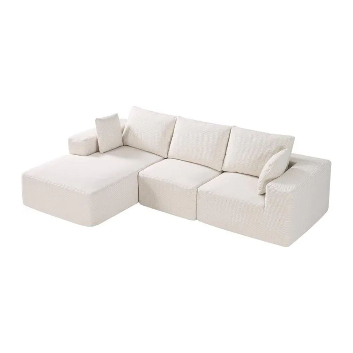 Modulares Ecksofa L-Form Wolkensofa von Buying Solutions, MB in Beige mit wendbarer Chaiselongue aus Cord und Kissen - Bild 1