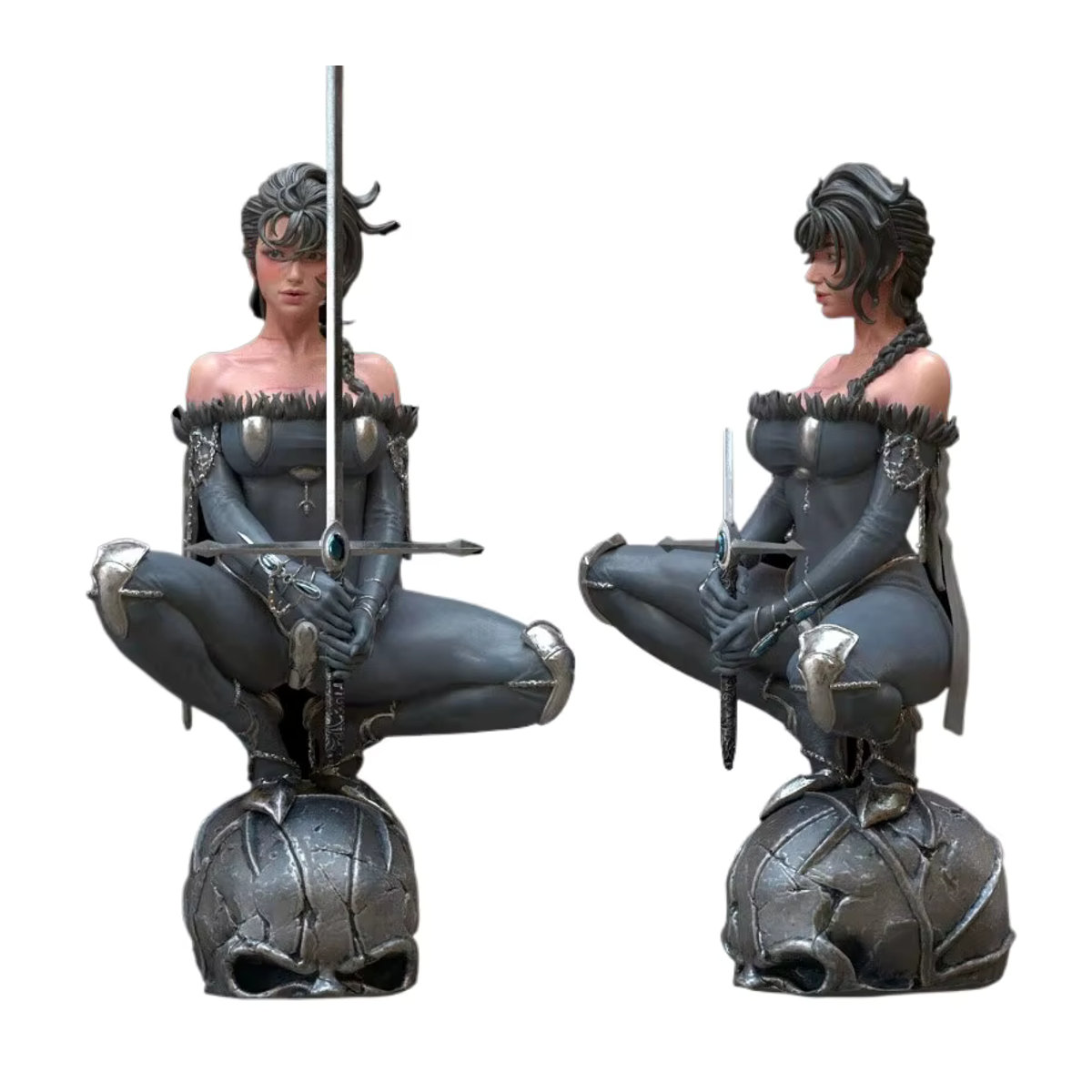 MODX Evilyn Leder weibliche Musketier Fantasy Miniaturskulptur aus Kunstharz in Grau, unbemaltes Modellbau-Set im Maßstab 1/24 - Bild 5