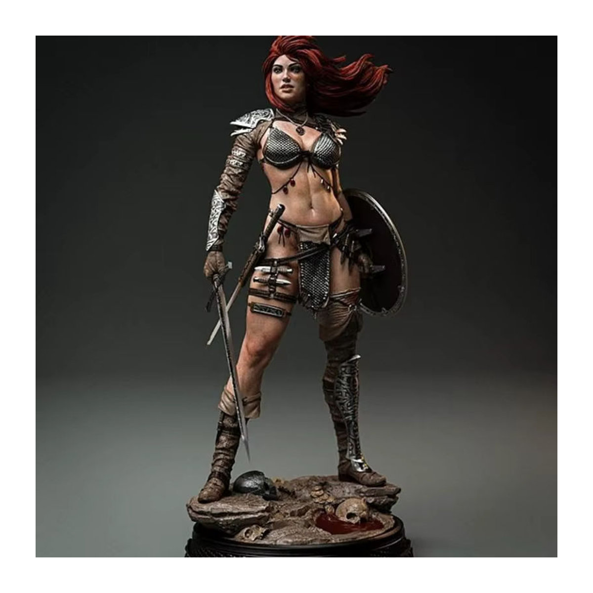 MODX Miniatur-Skulptur Weibliche Schwertkämpferin aus Kunstharz im Maßstab 1:24, unbemaltes Fantasy-Modell für Erwachsene, mehrfarbig - Bild 2