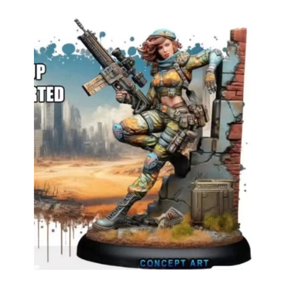 MODX Modell Kit Ödland Königin Weibliche Kriegerin Fantasie Miniatur Statue aus Kunstharz im Maßstab 1/24, Grau, unbemalt - Bild 1