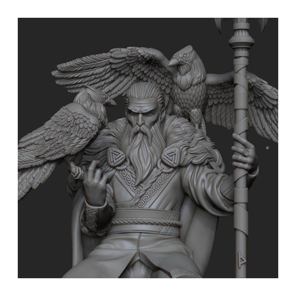 MODX Odin Figur im Maßstab 1/24, sitzende Statue aus Kunstharz, Grau, Höhe: 8,8 cm - Bild 1