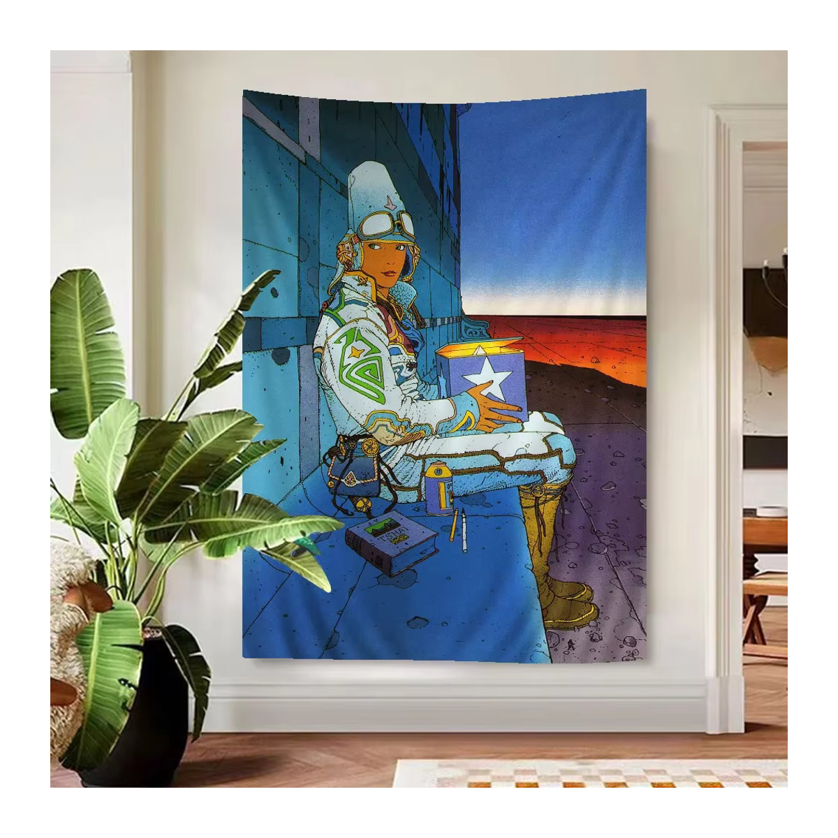 Moebius Cartoonist Hängender Wandteppich im Bohemian Mandala Design, mehrfarbig, Rechteckig, B/H: 70 x 70 cm - Bild 3