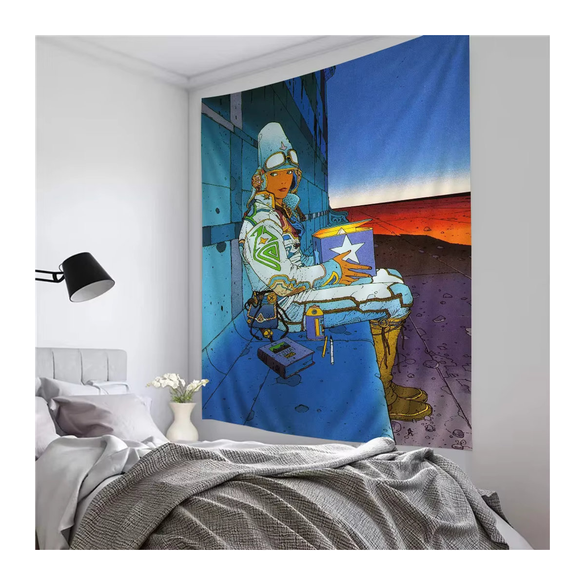 Moebius Cartoonist Hängender Wandteppich im Bohemian Mandala Design, mehrfarbig, Rechteckig, B/H: 70 x 70 cm - Bild 6