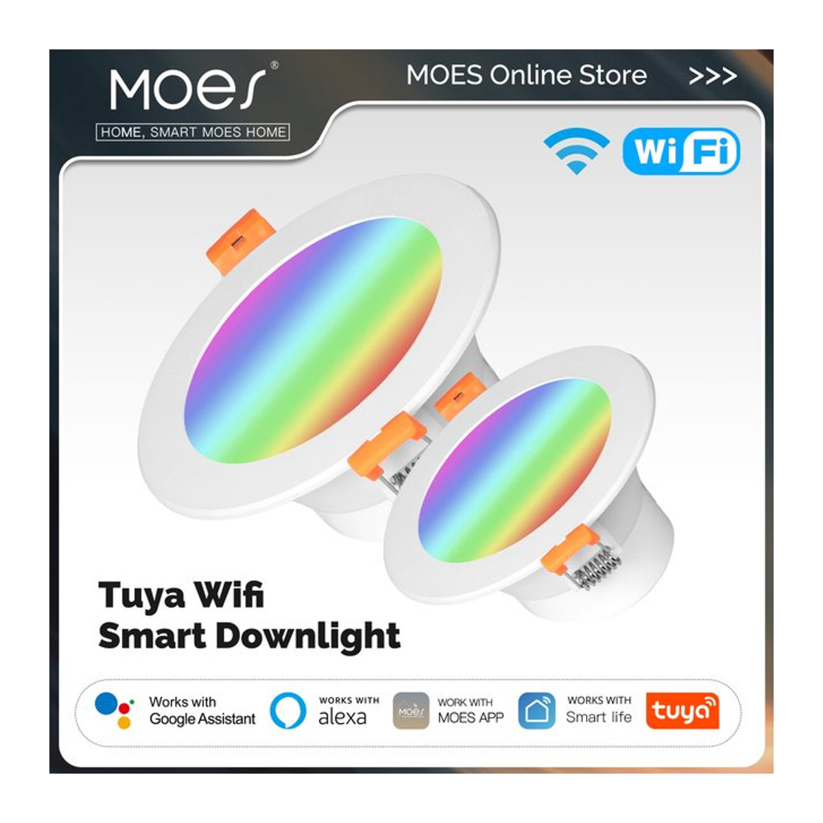 MOES Smart LED Downlight Zigbee Einbaustrahler mit RGB Farbwechsel und dimmbarer Warm-Kaltweiß Funktion, kompatibel mit Alexa und Google Home, 12W - Bild 1