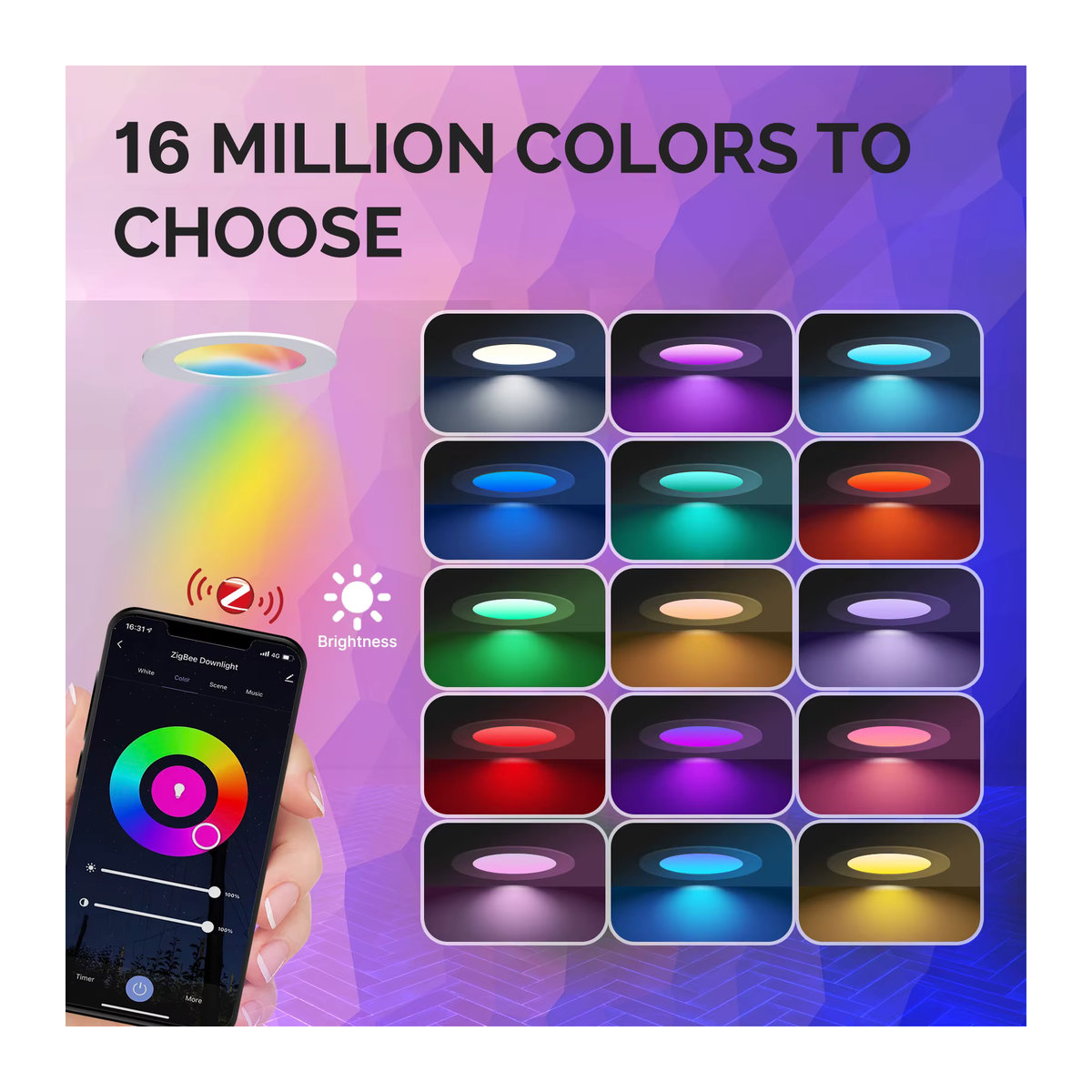 MOES Smart LED Einbaustrahler Ultradünn 6W ZigBee RGB-Farbwechsel mit warmweißem bis kühlem weißem Licht kompatibel mit Alexa, Tuya und Google Home - Bild 3