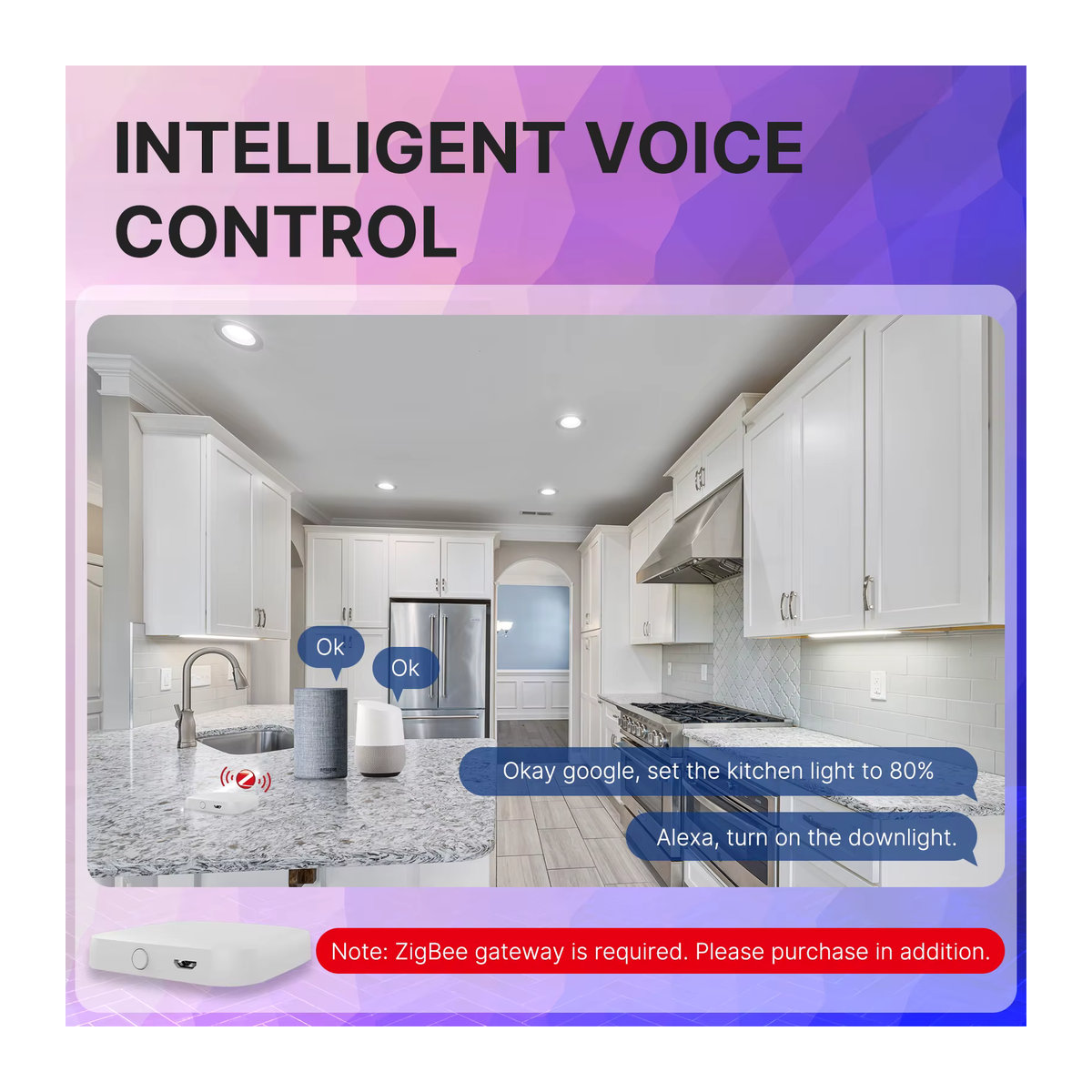 MOES Smart LED Einbaustrahler Ultradünn 6W ZigBee RGB-Farbwechsel mit warmweißem bis kühlem weißem Licht kompatibel mit Alexa, Tuya und Google Home - Bild 4