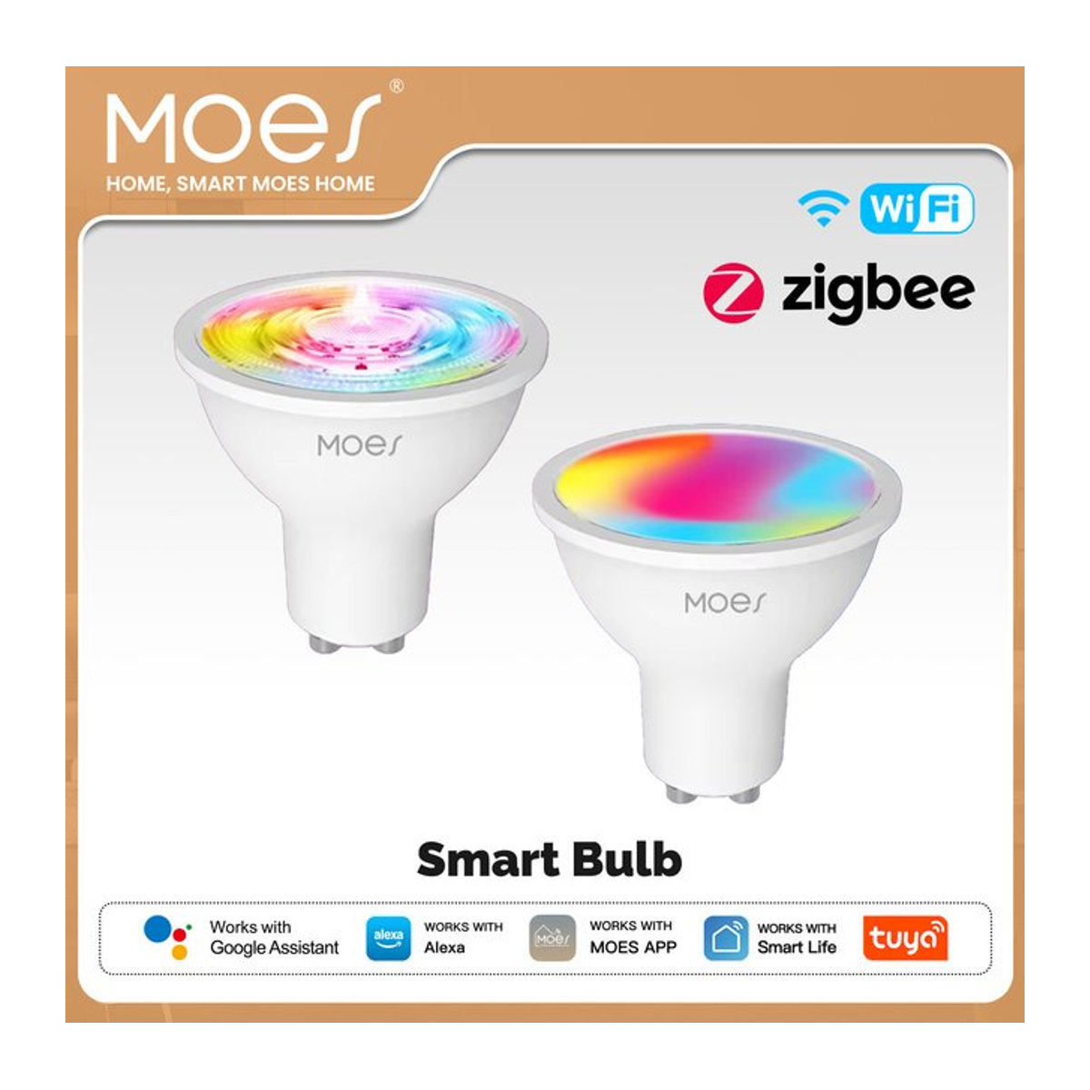MOES Smart LED Glühbirne GU10 RGB+C+W Weiß dimmbar mit Tuya ZigBee/WiFi App-Steuerung für Alexa und Google Home - Bild 1