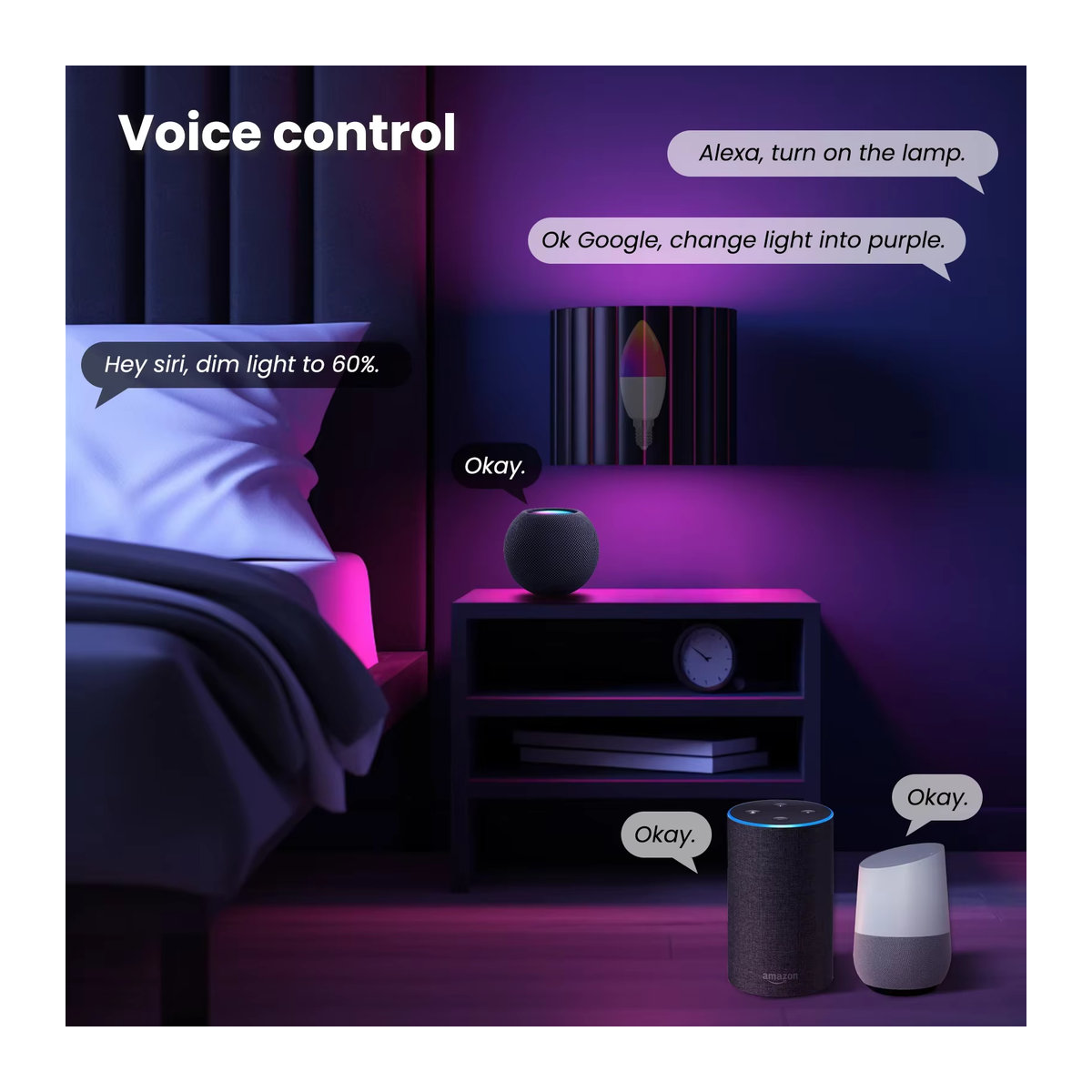 MOES Tuya Matter WiFi Smart Bulb E14 Dimmbare RGB LED-Kerzenlampe mit 16 Millionen Farben und Sprachsteuerung für Alexa und Google Home - Bild 5