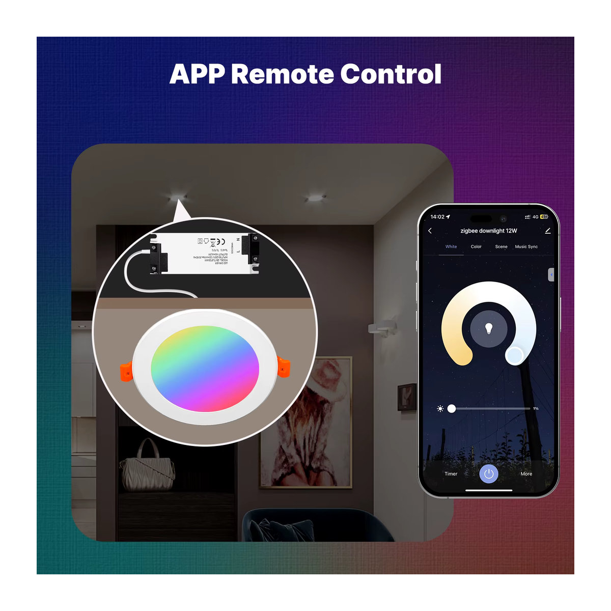 MOES Tuya ZigBee Smart LED Downlight Runde Strahler RGB Farbdimmlampe kompatibel mit Alexa und Google Home - Bild 2