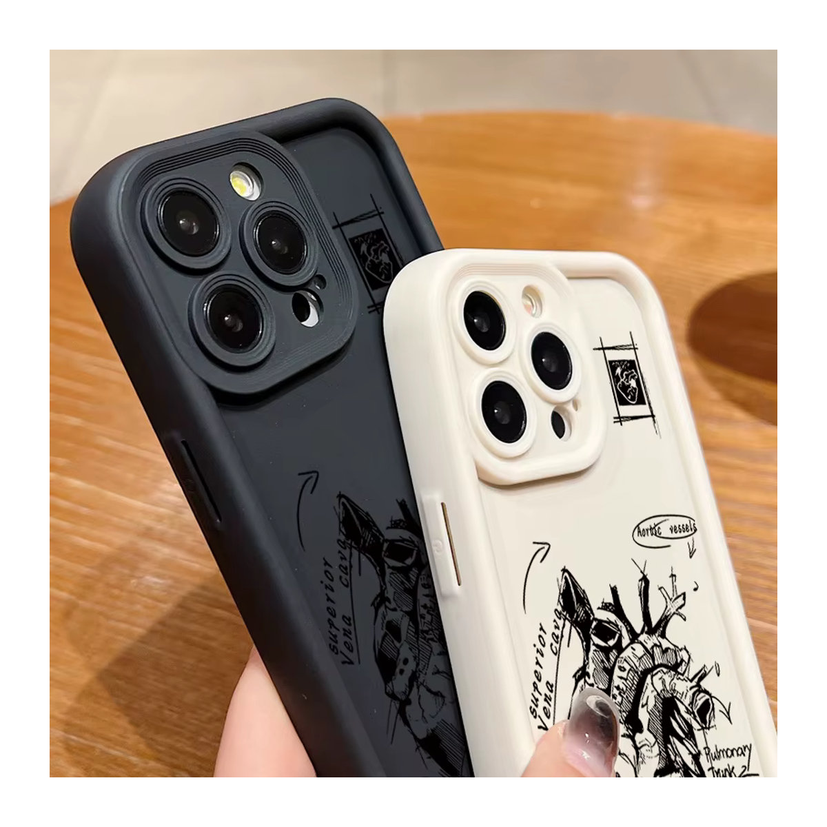 MOESOE Handyhülle mit medizinischem Herz-Kreislauf-Muster für iPhone 11 bis iPhone 17 Pro Max, weiche Schutzhülle in Beige und Mehrfarbig - Bild 4