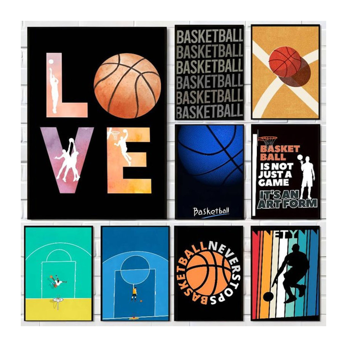 Moetch Basketball Whitepaper Poster Typografie Wandkunst in Weiß und Mehrfarbig auf Papier - Bild 1