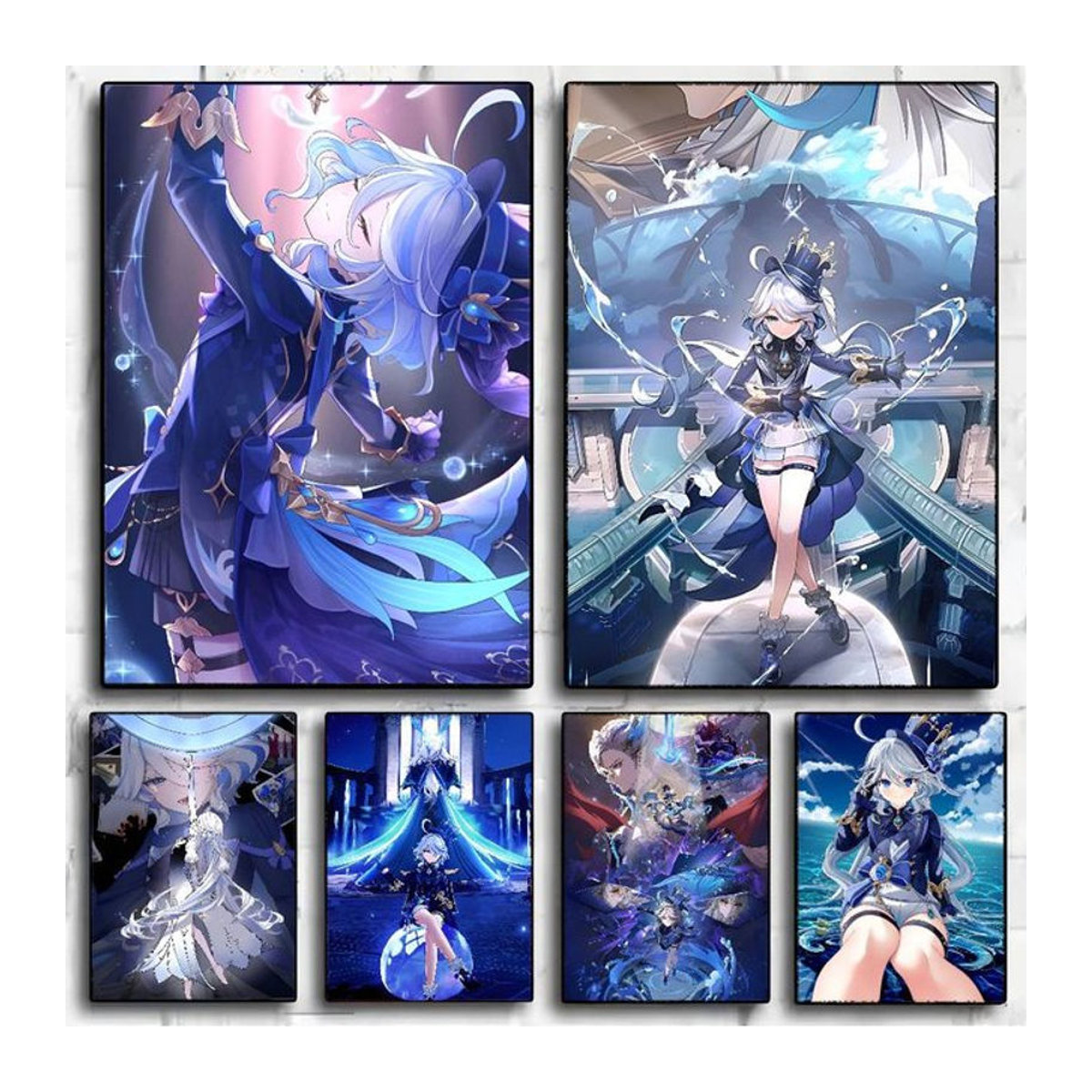 Moetch Furina Genshin Impact Wandaufkleber und Poster aus wasserfestem Papier, mehrfarbig, rechteckig - Bild 1