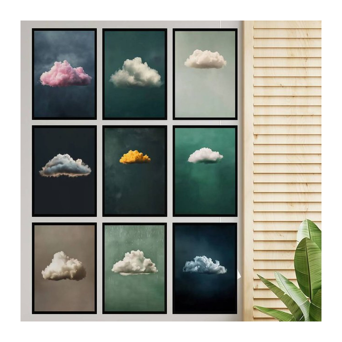 Moetch Wandbild mit rosa Wolkendrucken im minimalistischen Vintage-Stil, abstraktes Landschaftsmotiv als rahmenlose Wanddekoration für dein Zuhause - Bild 1